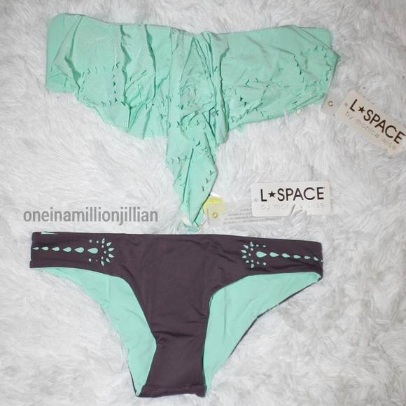 L*Space Bikini Swim Bandeau Top Hipster Bottom - Picture 2 of 13